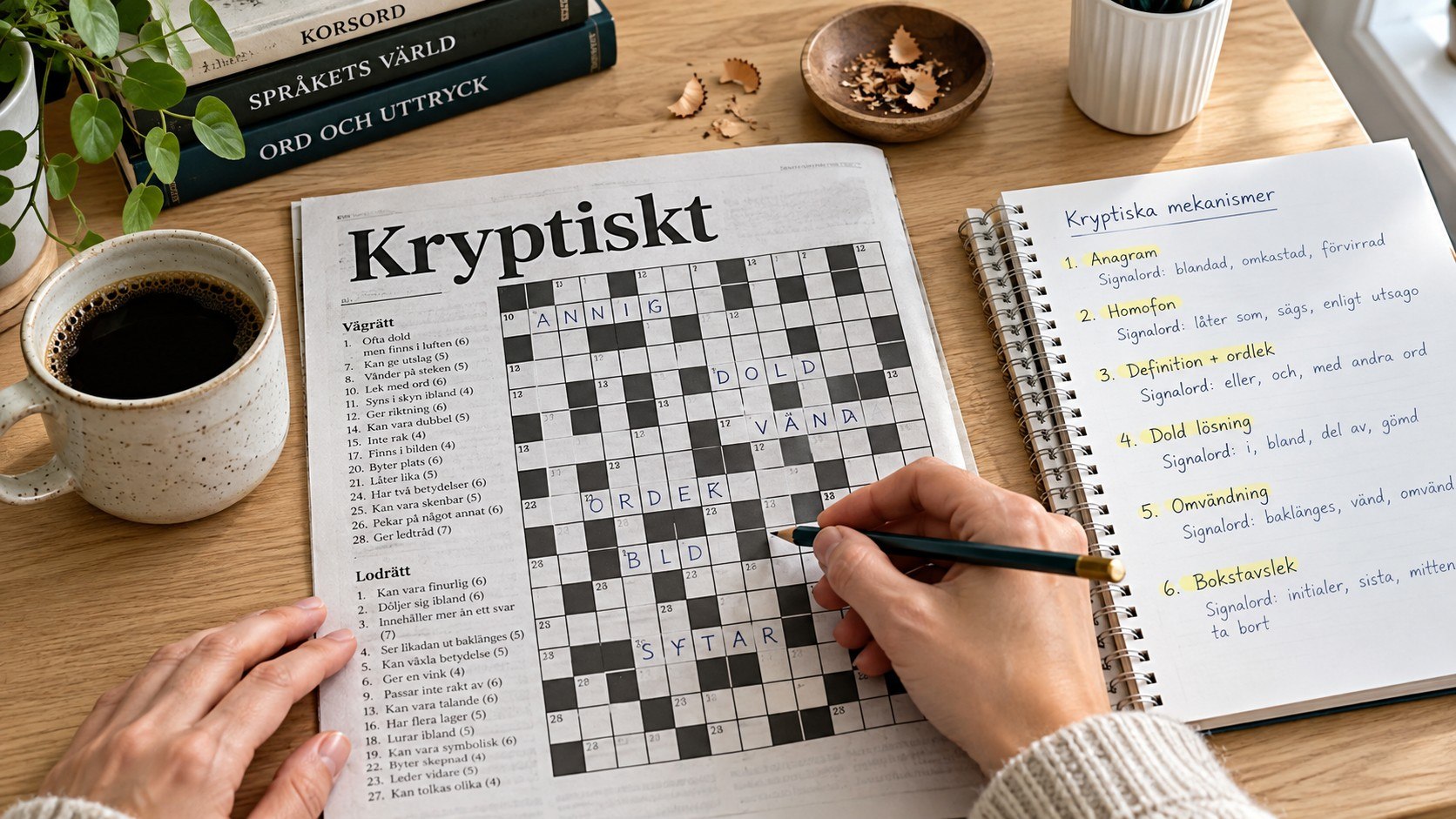 Varje kryptisk ledtråd har en definition och en byggnadsanvisning. Hitta definitionen, läs signalordet — resten är maskineri.